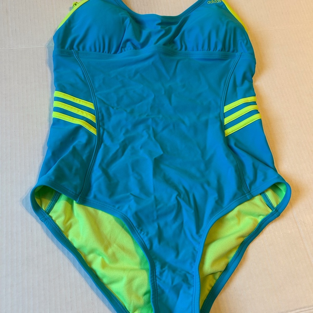 Adidas One-Piece Swimsuit - peacock blue and Lime